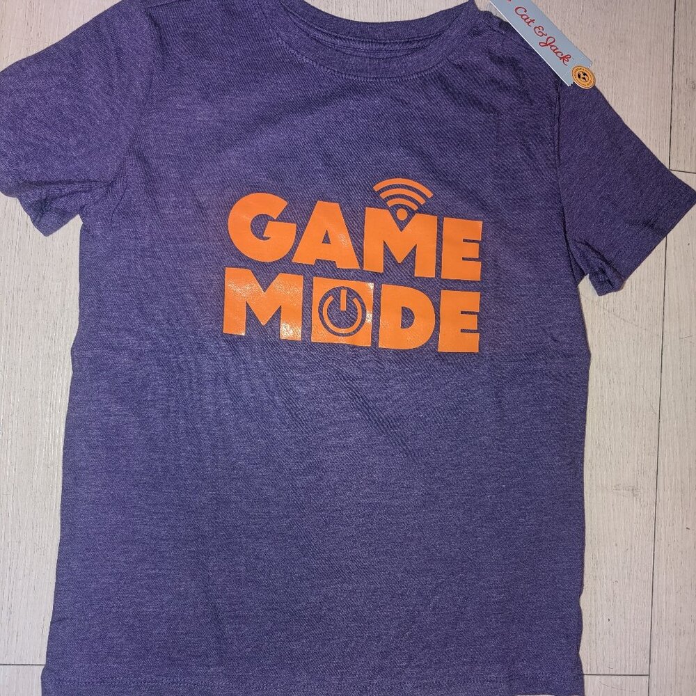 NWT Unisex Childs Boys Girls GAME MODE Purple T Shirt Size M 8-10